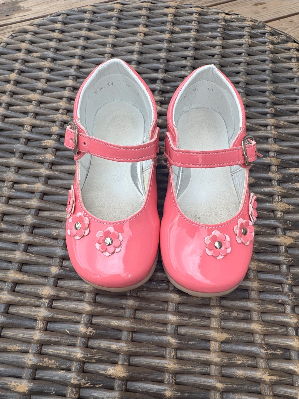 Girls Pink Mary Jane Dress Shoes with Flower Accent
